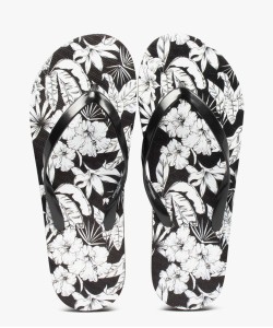Tongs femme à fines brides et semelle imprimée fleurs